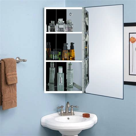 Stainless Steel Corner Mirror Cabinet 